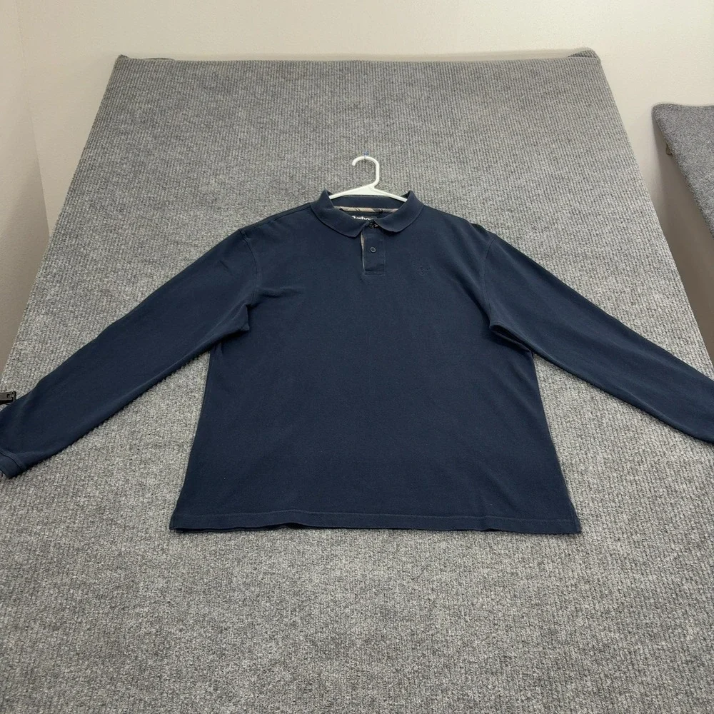 Barbour Polo Shirt Mens XXL Navy Blue Cotton Long Sleeve Classic Outdoor Style